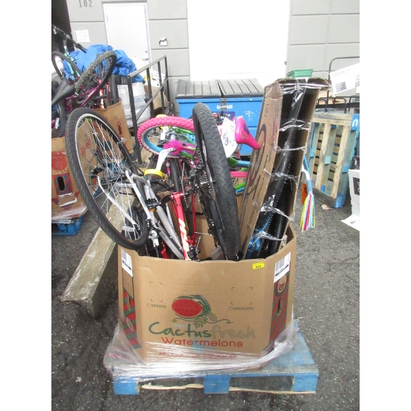 Skid of Assorted Bikes and Bike Parts 