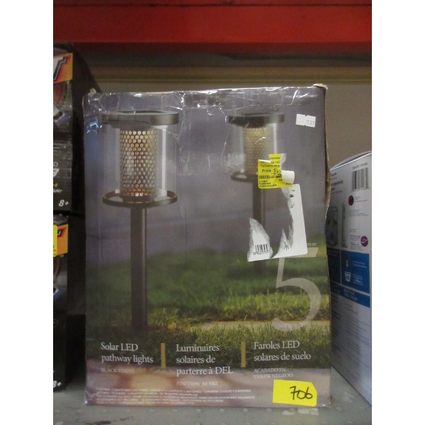 Set of 5 Solar LED Pathway Lights - Black Finish