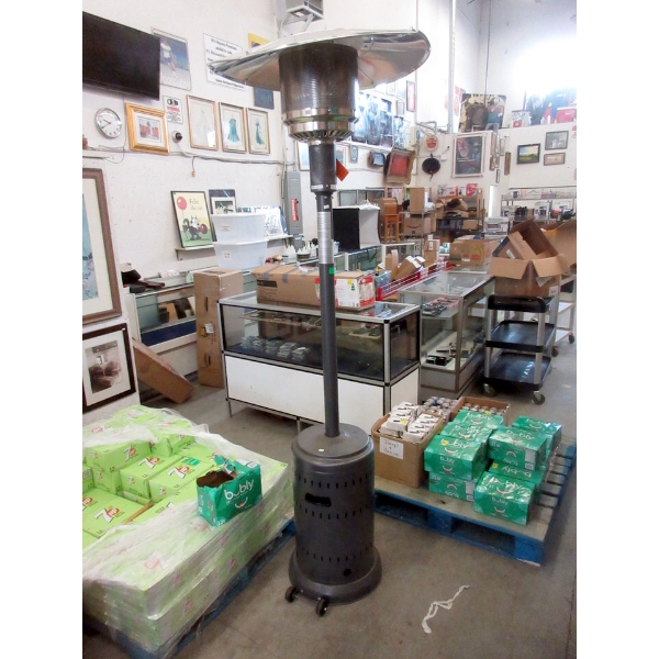Grey Metal 7' Tall Gas Patio Heater