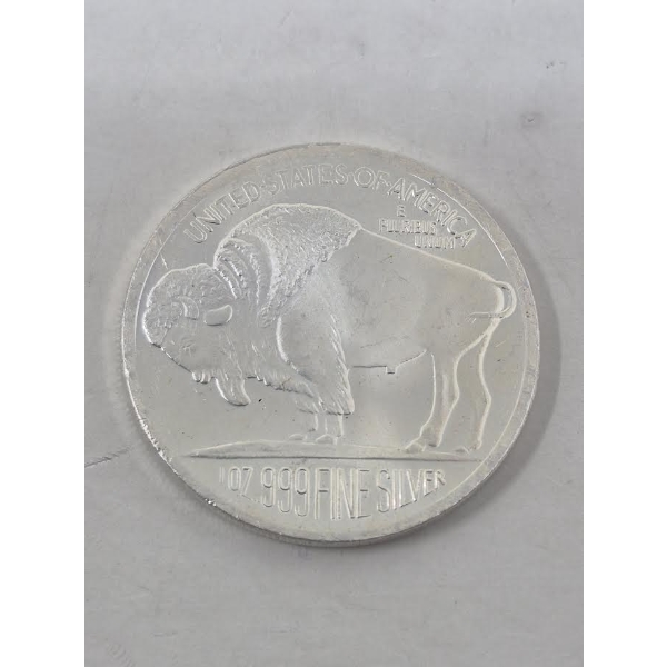 1 Oz .999 Silver Indigenous/Buffalo Art Round  