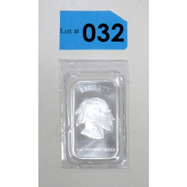 1 Oz .999 Silver Indigenous/Buffalo Bar 