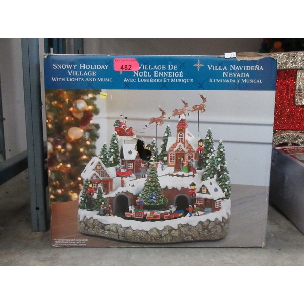 Snowy Holiday Village with Lights and Sound