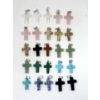 Image 1 : 25 New Polished Gemstone Cross Pendants
