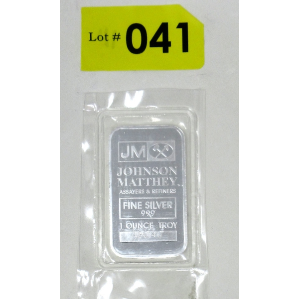 1 Oz .999 Silver Johnson Matthey Bar