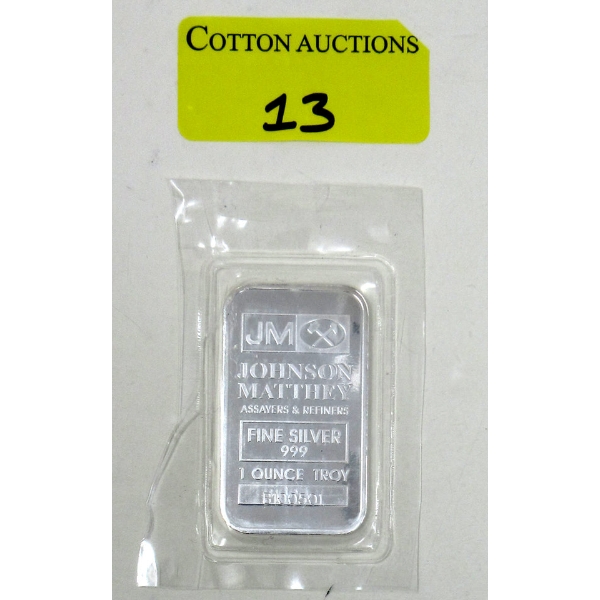 1 Oz .999 Silver Johnson Matthey B-Series #100501 Bar 