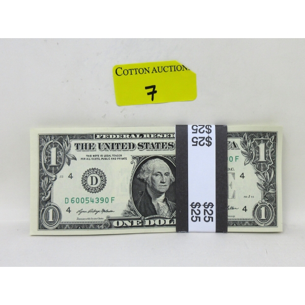25 x $1 USD Uncirculated Sequentially Numbered Bundle 
