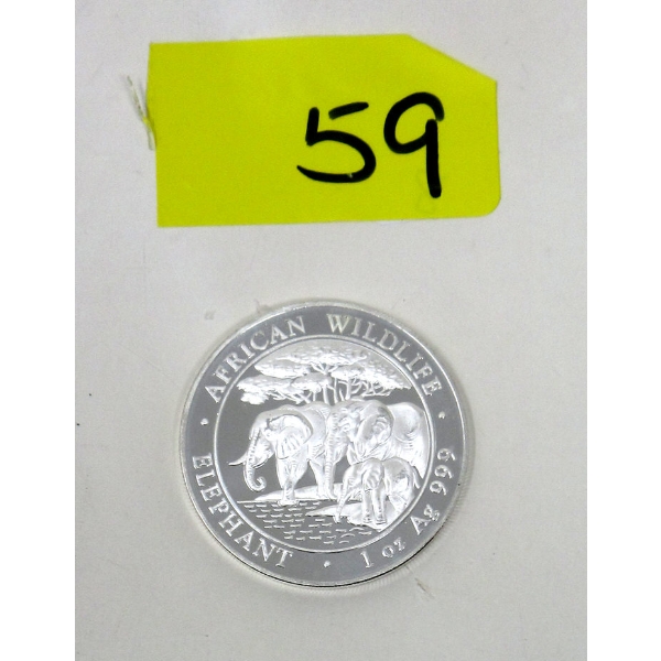 1 Oz .999 Silver 2013 African Wildlife Elephant Coin 