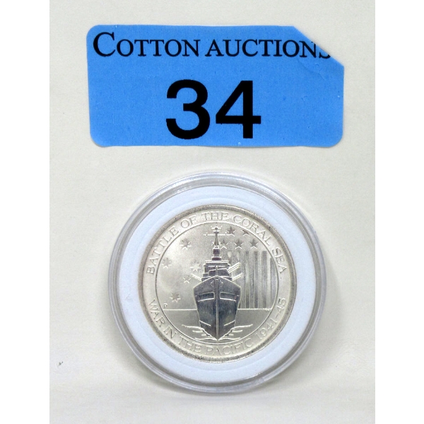 1/2 Oz .999 Silver 2015 Battle of the Coral Sea Coin 