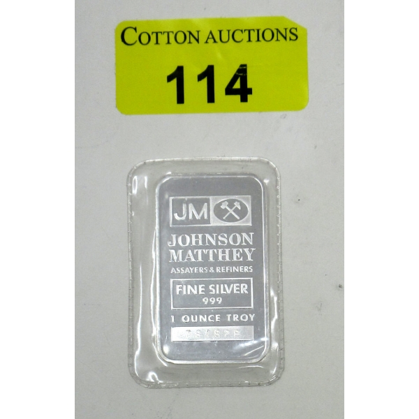 1 Oz. Johnson Matthey .999 Silver Bullion Bar