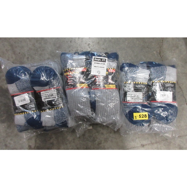3 New Packs of 8 Men's Workload Crew Socks