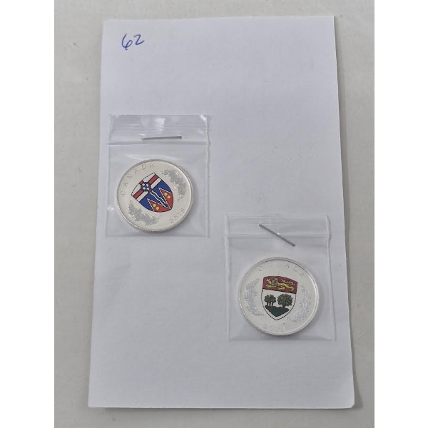 2 x .9999 Silver Canadian Heraldic Emblems of Canada Coins