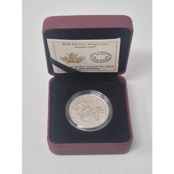 Half Oz .9999 Silver 2015 Maple Leaf $10 Coin 