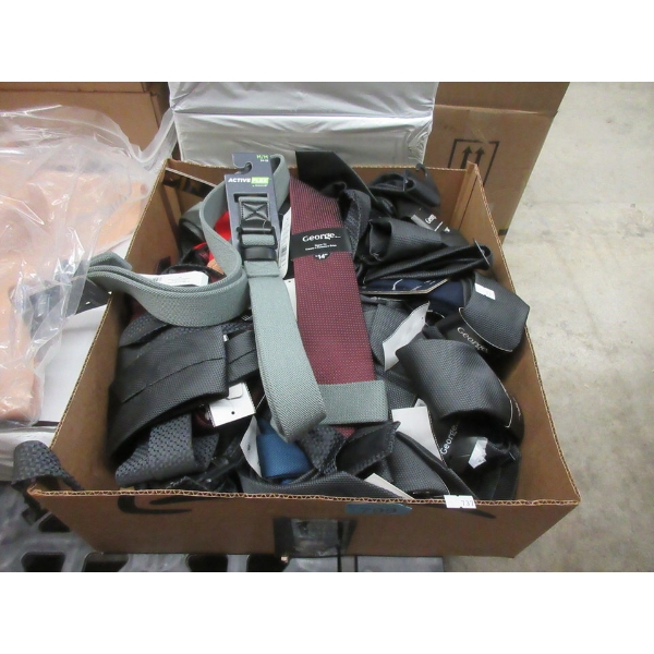 Box of Men's New Ties and Belts