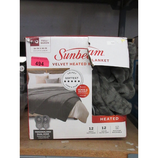 Sunbeam Full/Queen  Electric Blanket - Grey