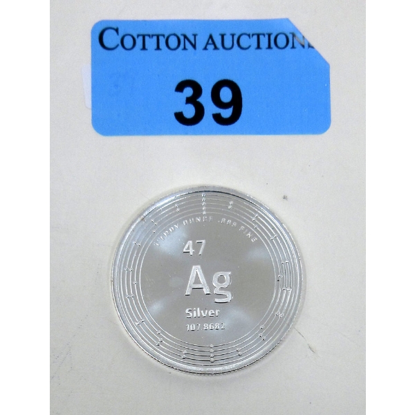 1 Oz .999 Silver Elemetal Round 