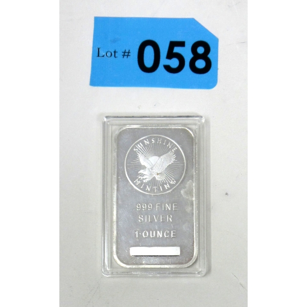 1 Oz .999 Silver Sunshine Minting Bar 