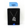 Image 2 : 1/2 CT Blue & White Diamond Heart Pendant