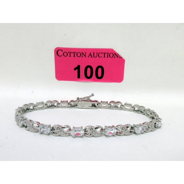 6.84 CTW White Topaz & Diamond Tennis Bracelet 