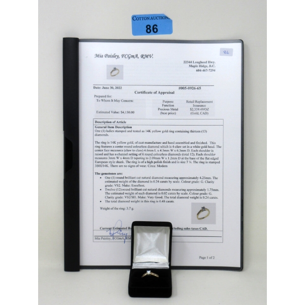 14 KT Yellow Gold  Diamond Ring