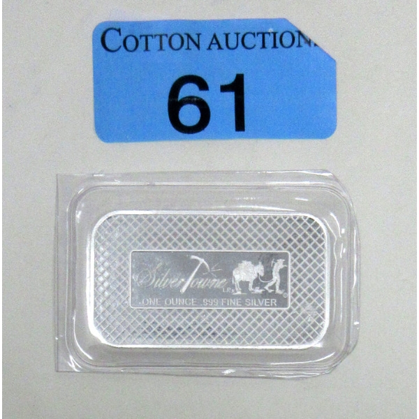 1 Oz .999 Silver Miner/Mule SilverTowne Bar 
