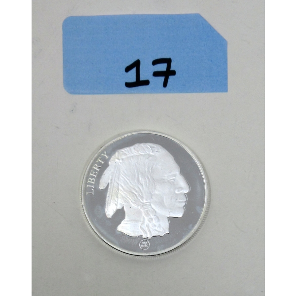 1 Oz .999 Silver Indigenous/Buffalo Round 
