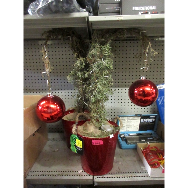 Two 32" Tall Whimsical Christmas Trees 