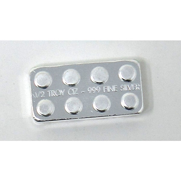 1/2 Oz .999 Silver Stackable Brick Bar 
