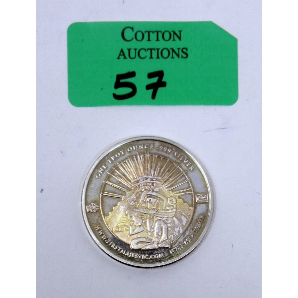 1 Oz .999 Silver First Majestic/Aztec Round 