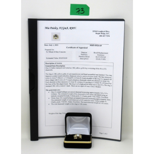 14 KT Yellow Gold 1.84 CTW Diamond Ring