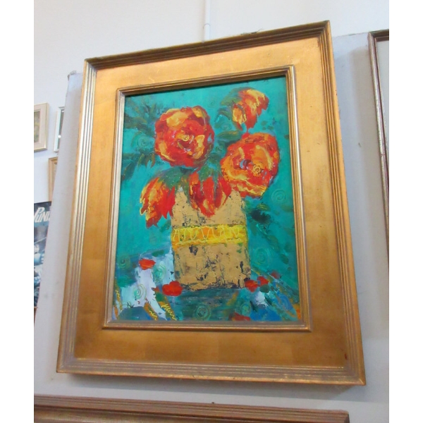 Original Marilyn Hurst Painting - "Gold Vase" 