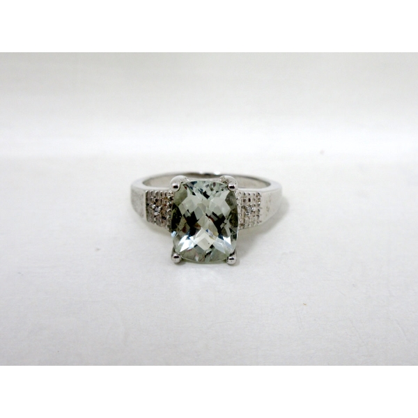 New 4 Carat Green Amethyst & Diamond Ring