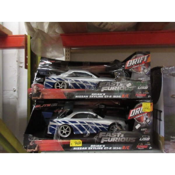 2 R/C Fast & Furious Brian's Nissan Car Sets - Age 8+
