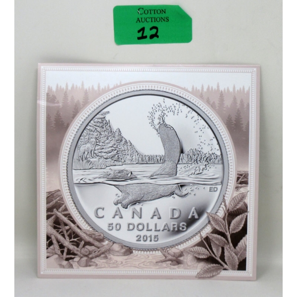 15.87 Gram .9999 Silver 2015 $50 Beaver Coin 
