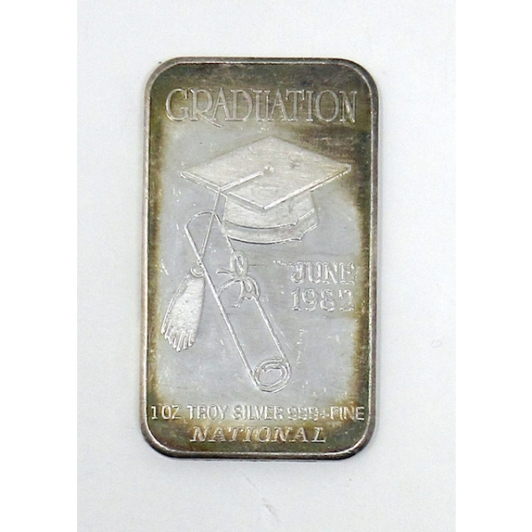 Vintage 1 Oz .999+ Silver 1982 Graduation Bar 