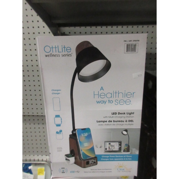 OttLite LED Desk Light w/ Multi-Charging Station