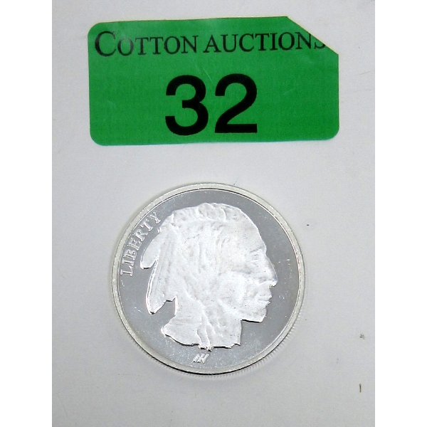 1 Oz .999 Silver Indigenous/Buffalo Round 