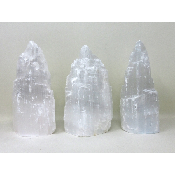 3 Selenite Crystal Healing Towers
