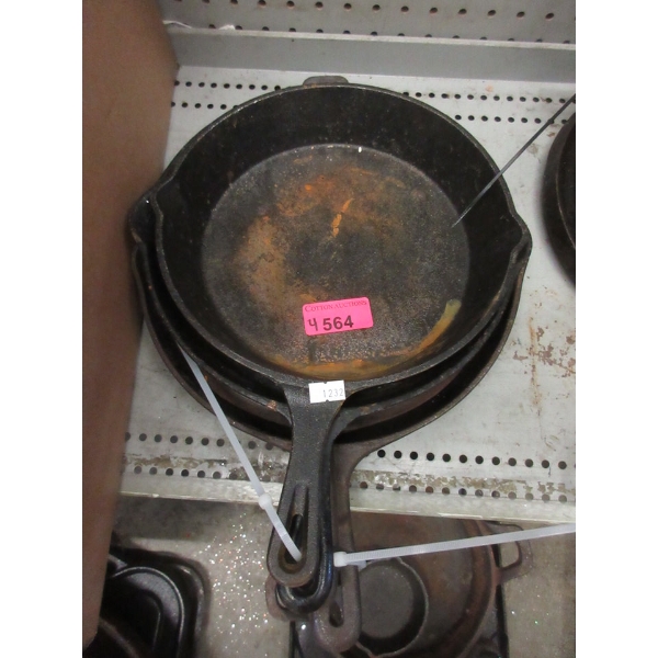 4 Cast Iron Skillets - Preowned - As Is 