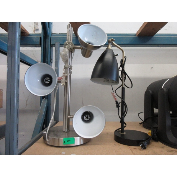 Silver Floor Lamp & Black Desk Lamp - Preowned