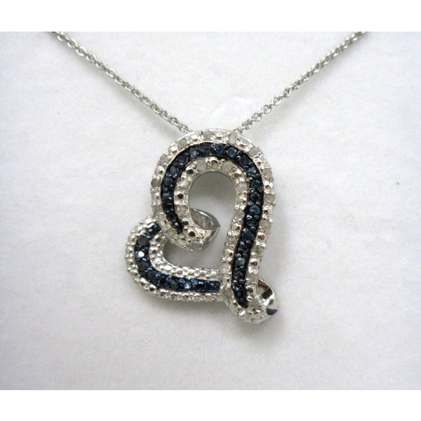 Half Carat Blue & White Diamond Pendant 