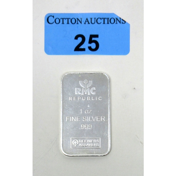 1 Oz .999 Silver RMC Republic Bar 