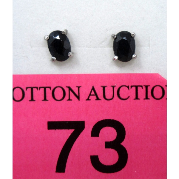 New 2 CT Sapphire Sterling Silver Stud Earrings 