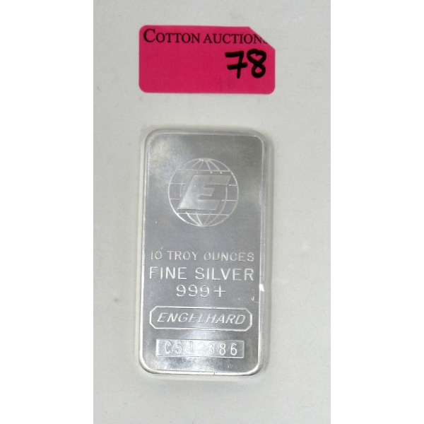 10 Oz .999+ Silver Large "E" Engelhard Bar 