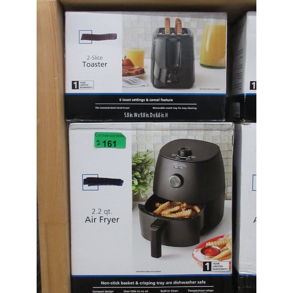 Mainstays 2-Slice Toaster & 2.2 QT Air Fryer - Black