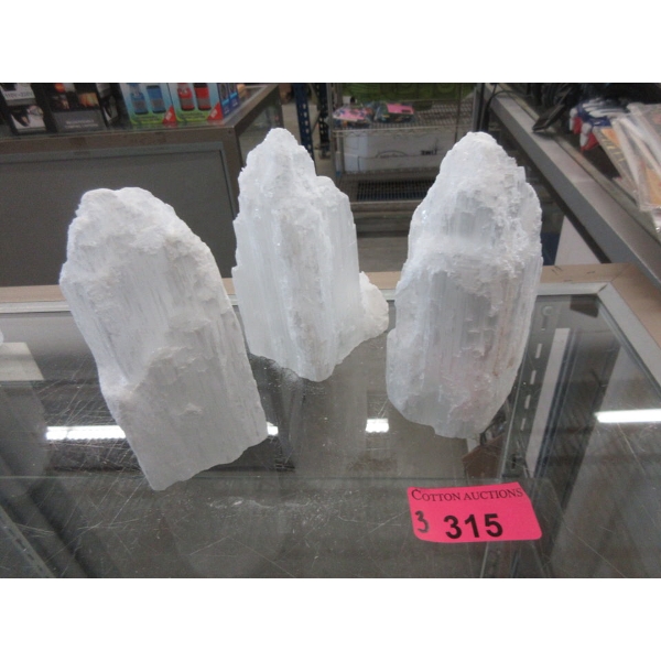 3 Selenite Crystal Healing Towers - Tallest 5.5"