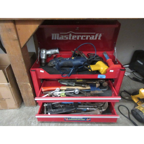 24" Mastercraft Red Metal Tool Box & Contents 