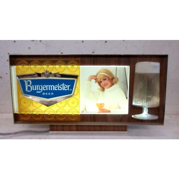 1960's Illuminated Burgermeister Beer Sign
