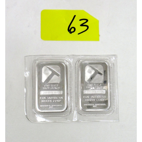 UNCUT 2 x 1/2 Oz .999 Silver Pan American Bars