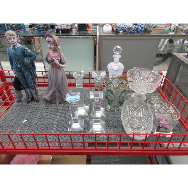 12 Pcs. Lot of Crystal, Glass & Statues 