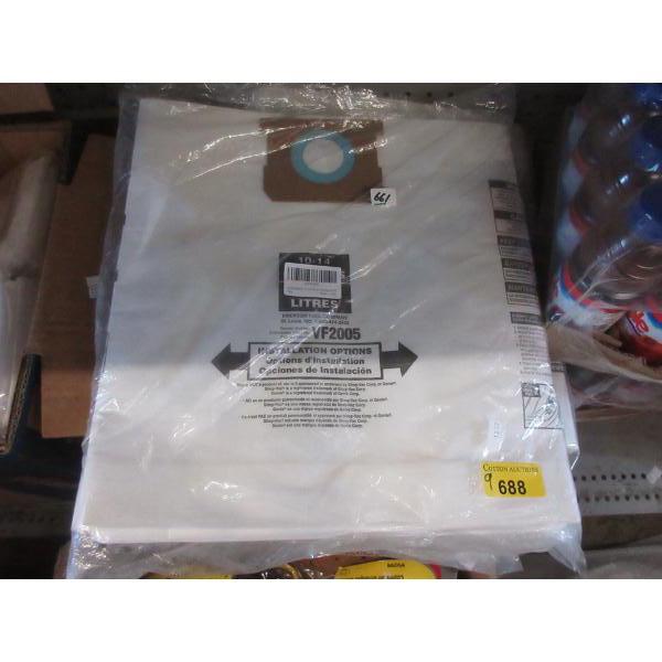 9 Packs of 8 New 10 - 15 Gallon Shop Vac Bags
